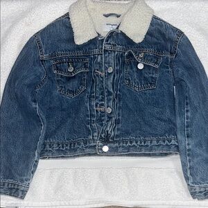 Old Navy Dark Blue Jean Jacket with Cream Collar